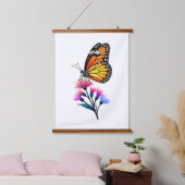 Monarch Butterfly op kleurrijke wilde bloemen Hangend Wandkleed (Slaapkamer)