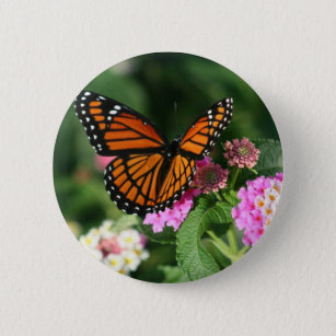 Monarch Butterfly op Lantana Flower Ronde Button 5,7 Cm