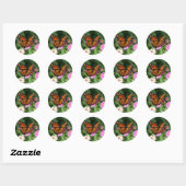 Monarch Butterfly op Lantana Flower Ronde Sticker (Vel)