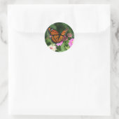 Monarch Butterfly op Lantana Flower Ronde Sticker (Tas)