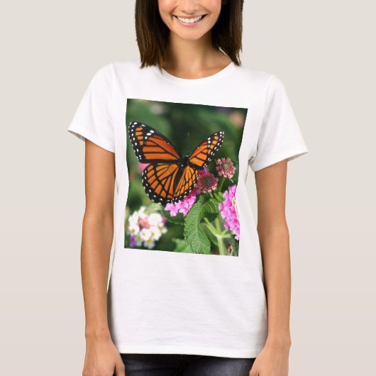 Monarch Butterfly op Lantana Flower T-shirt (Voorkant)