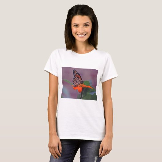 Monarch Butterfly op Mexicaanse zonnebloem (Tithon T-shirt (Voorkant volledig)