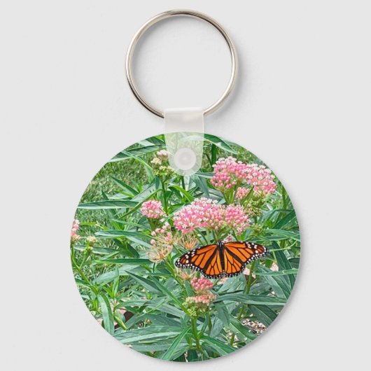 Monarch Butterfly op Milkweed Sleutelhanger (Voorkant)