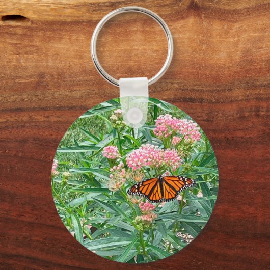 Monarch Butterfly op Milkweed Sleutelhanger (Voorkant)