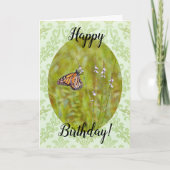 Monarch Butterfly op Pattern Birthday Kaart (Voorkant)
