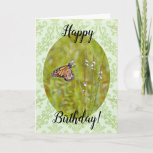 Monarch Butterfly op Pattern Birthday Kaart