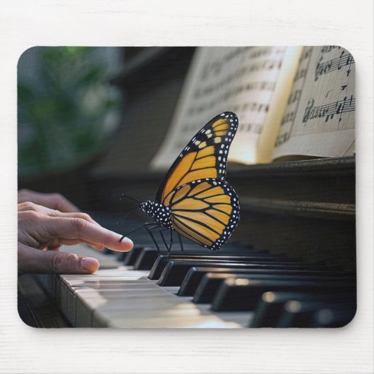 Monarch Butterfly op piano toetsenbord Muismat (Voorkant)