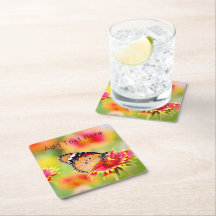 Monarch Butterfly op Red and Yellow Flowers