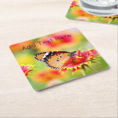Monarch Butterfly op Red and Yellow Flowers Kartonnen Onderzetters (Schuin)