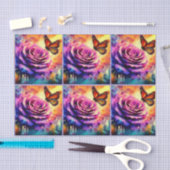 Monarch Butterfly op Roos bij Sunset Decoupage Tissuepapier (Craft)