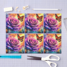 Monarch Butterfly op Roos bij Sunset Decoupage Tissuepapier