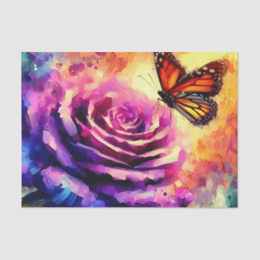 Monarch Butterfly op Roos bij Sunset Decoupage Tissuepapier (Voorkant)