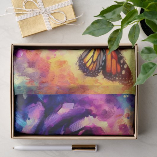 Monarch Butterfly op Roos bij Sunset Decoupage Tissuepapier (Geschenk)