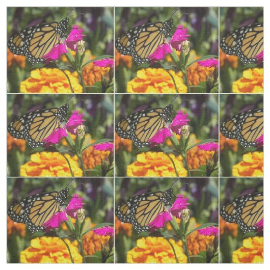 Monarch Butterfly op roze marigold Stof (Swatch)