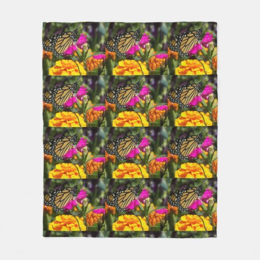 Monarch Butterfly op roze marigolfbloem Fleece Deken (Voorkant)