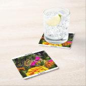 Monarch Butterfly op roze marigolfbloem Kartonnen Onderzetters (Insitu)