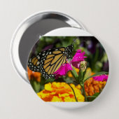 Monarch Butterfly op roze marigolfbloem Ronde Button 4,0 Cm (Voorkant /achterkant)