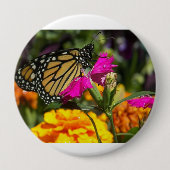 Monarch Butterfly op roze marigolfbloem Ronde Button 4,0 Cm (Voorkant)