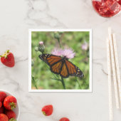 Monarch Butterfly op Roze Thistle Napkins Servet (Insitu)