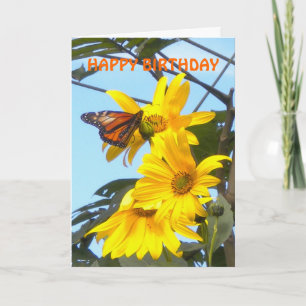 Monarch Butterfly op Sunflower Birthday Card Kaart