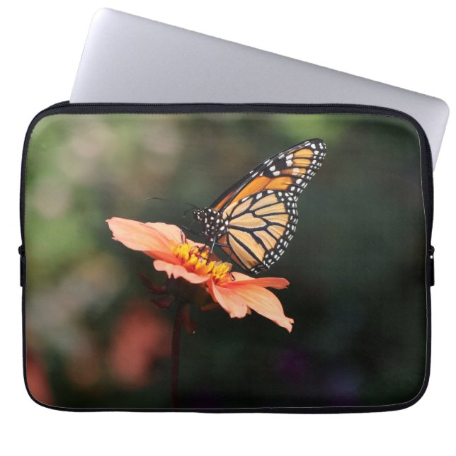Monarch Butterfly op Verbena & Dahlia Laptop Sleeve (Voorkant)