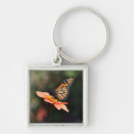 Monarch Butterfly op Verbena & Dahlia Sleutelhanger