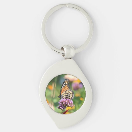 Monarch Butterfly op Verbena Sleutelhanger (Voorkant)