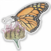 Monarch Butterfly op Verbena Waterverf en Ink Sticker (Voorkant)