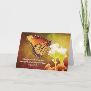 Monarch Butterfly op Wildflower ScriptKaart Kaart