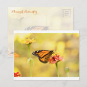 Monarch Butterfly op Zinnia Briefkaart (Voorkant / Achterkant)