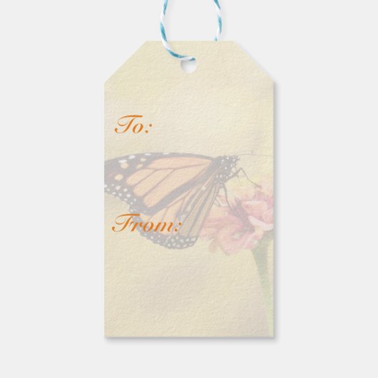 Monarch Butterfly op Zinnia Cadeaulabel (Achterkant)
