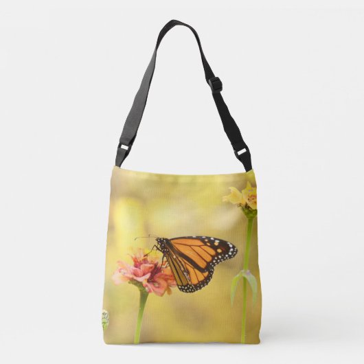 Monarch Butterfly op Zinnia Crossbody Tas (Achterkant)