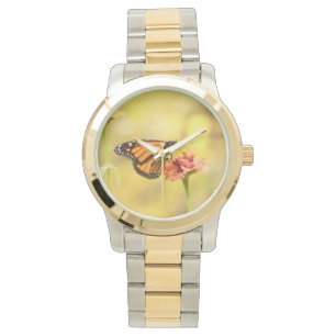 Monarch Butterfly op Zinnia Horloge
