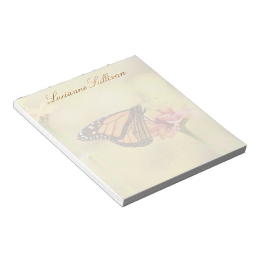 Monarch Butterfly op Zinnia Notitieblok (Schuin)