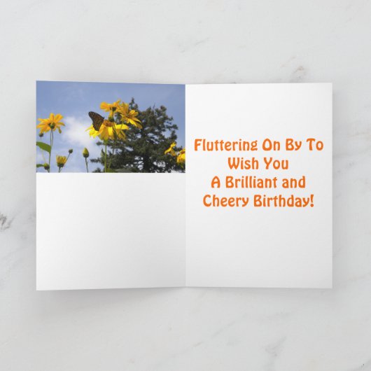 Monarch Butterfly op Zonnebloem Verjaardag Kaart (Binnen)