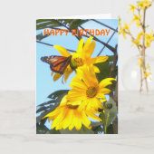 Monarch Butterfly op Zonnebloem Verjaardag Kaart (Gele Bloem)