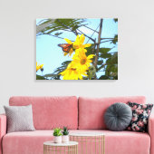 Monarch Butterfly op zonnebloemdoek Canvas Afdruk (Insitu (Woonkamer))