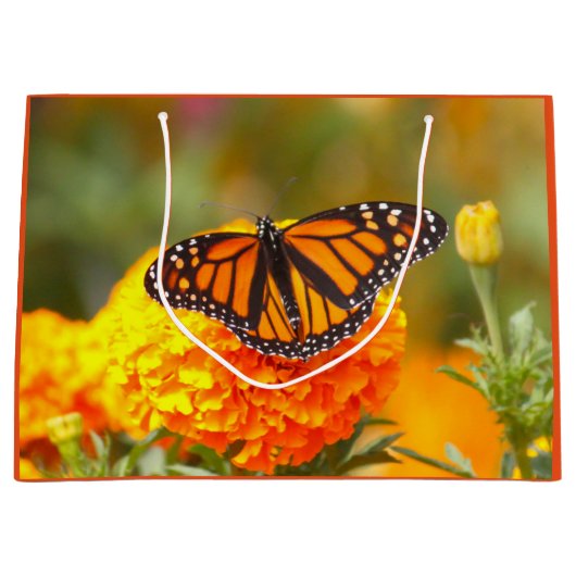Monarch Butterfly Oranje Marigold Foto Groot Cadeauzakje (Voorkant)