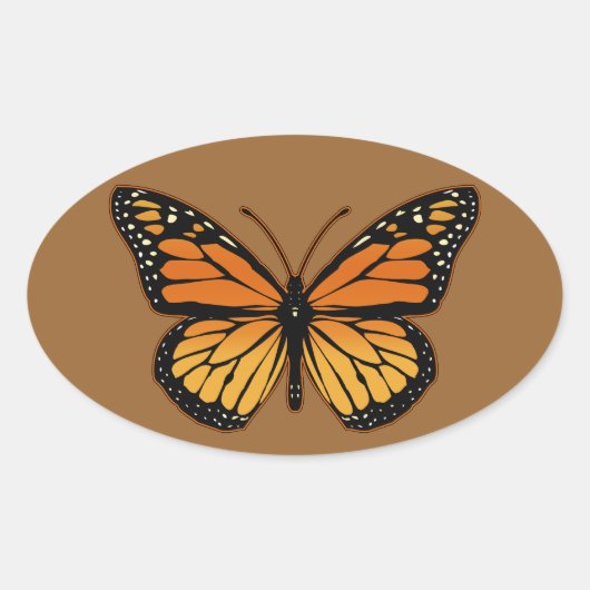 Monarch Butterfly Ovale Sticker (Voorkant)