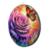 Monarch Butterfly Paarse Roos Sunset Sinaasappel Dartbord (Voorkant Rechts)