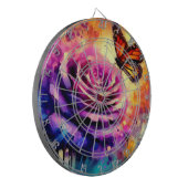 Monarch Butterfly Paarse Roos Sunset Sinaasappel Dartbord (Voorkant Links)