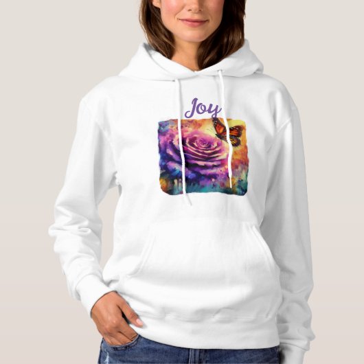 Monarch Butterfly Paarse Roos Sunset Sinaasappel Hoodie (Voorkant)