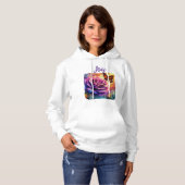 Monarch Butterfly Paarse Roos Sunset Sinaasappel Hoodie (Voorkant volledig)