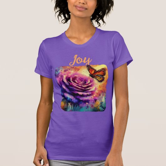 Monarch Butterfly Paarse Roos Sunset Sinaasappel T-shirt (Voorkant)