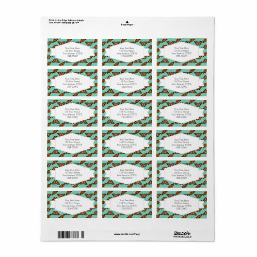 Monarch Butterfly Patroon Etiket (Full Sheet)