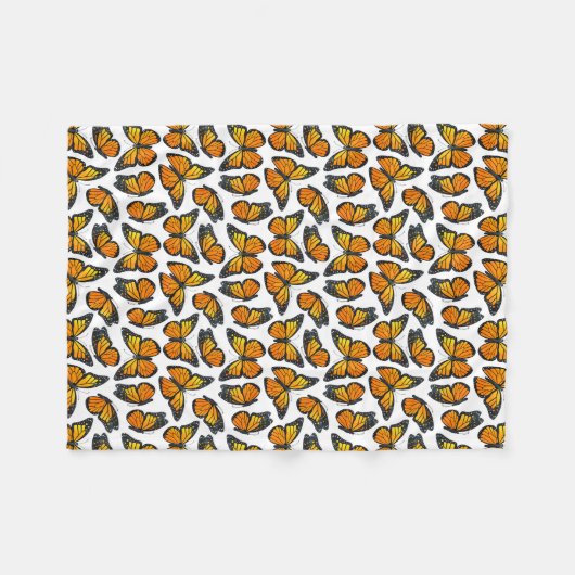 Monarch Butterfly Patroon Fleece Deken (Voorkant (Horizontaal))