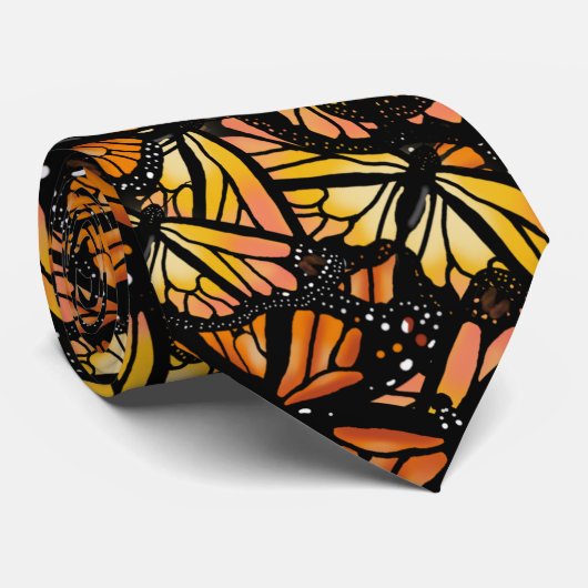 MONARCH BUTTERFLY PATTERN via Slipperywindow Stropdas (Opgerold)