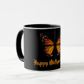 Monarch Butterfly Personalized Black Mug Mok (Voorkant links)