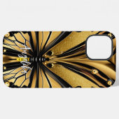 Monarch Butterfly Persoonlijke naam Gold en zwart iPhone Hoesje (Achterkant horizontaal)