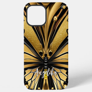 Monarch Butterfly Persoonlijke naam Gold en zwart iPhone 12 Pro Max Hoesje